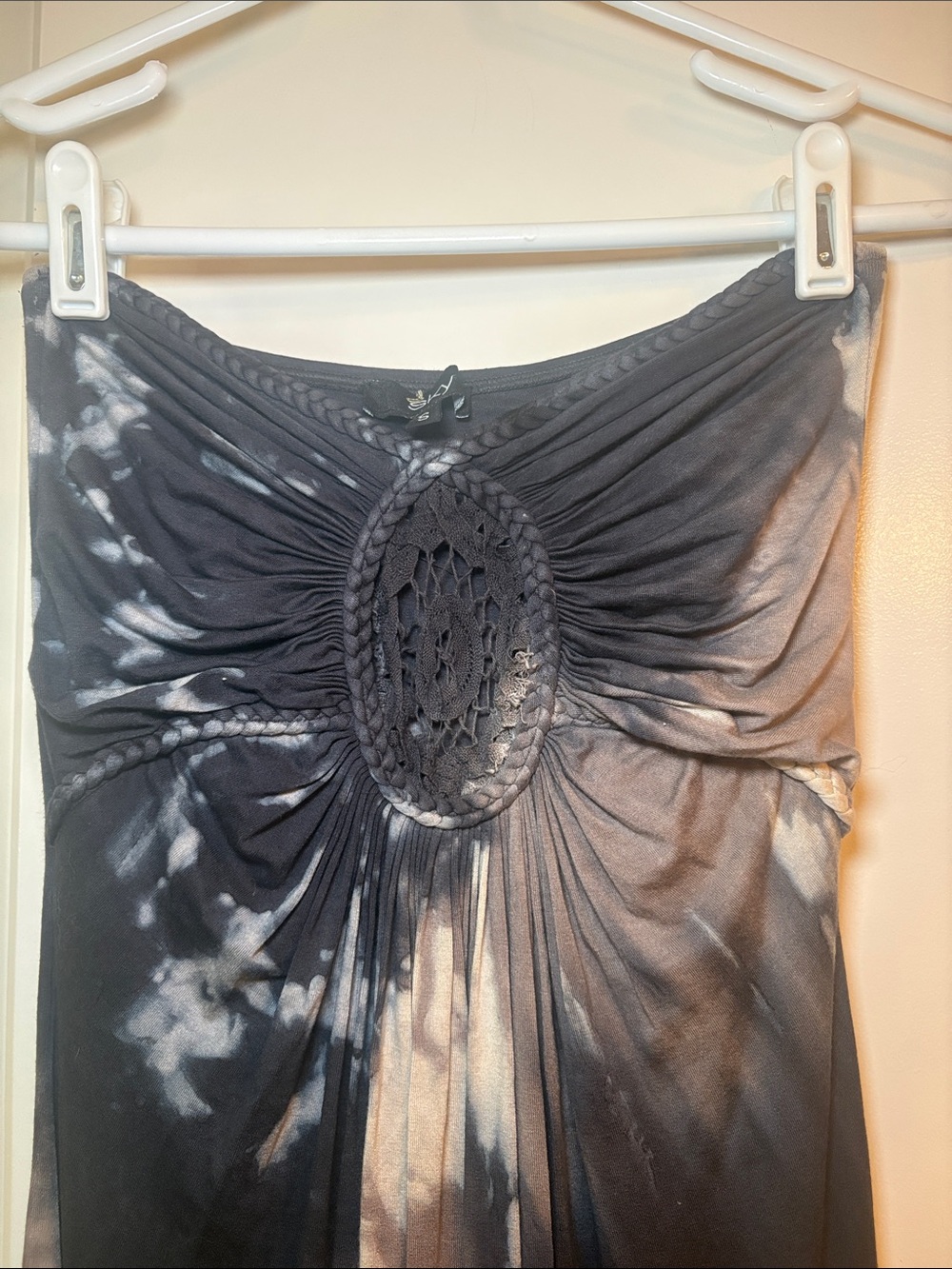 Sky Strapless Tie-Dye Maxi Dress in Black and Brown- Needs Minimal Repair 🪡🧵 - Picture 3 of 9
